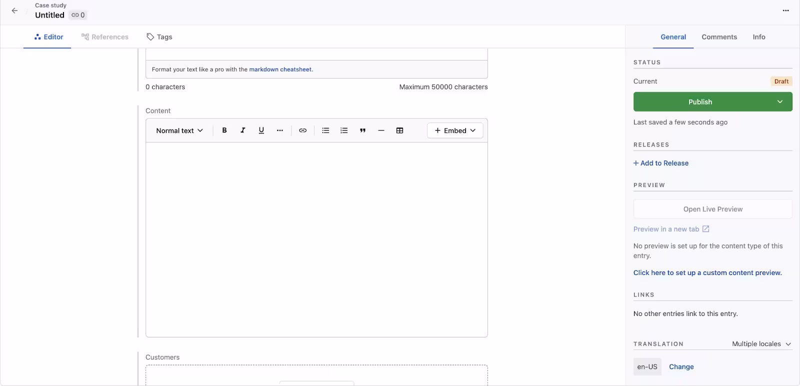 X-space references Entry editor