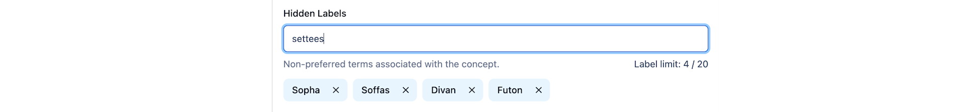 Hidden labels taxonomies