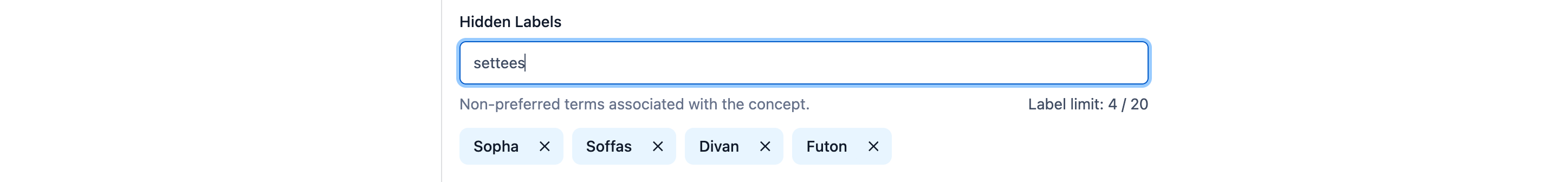 Hidden labels taxonomies