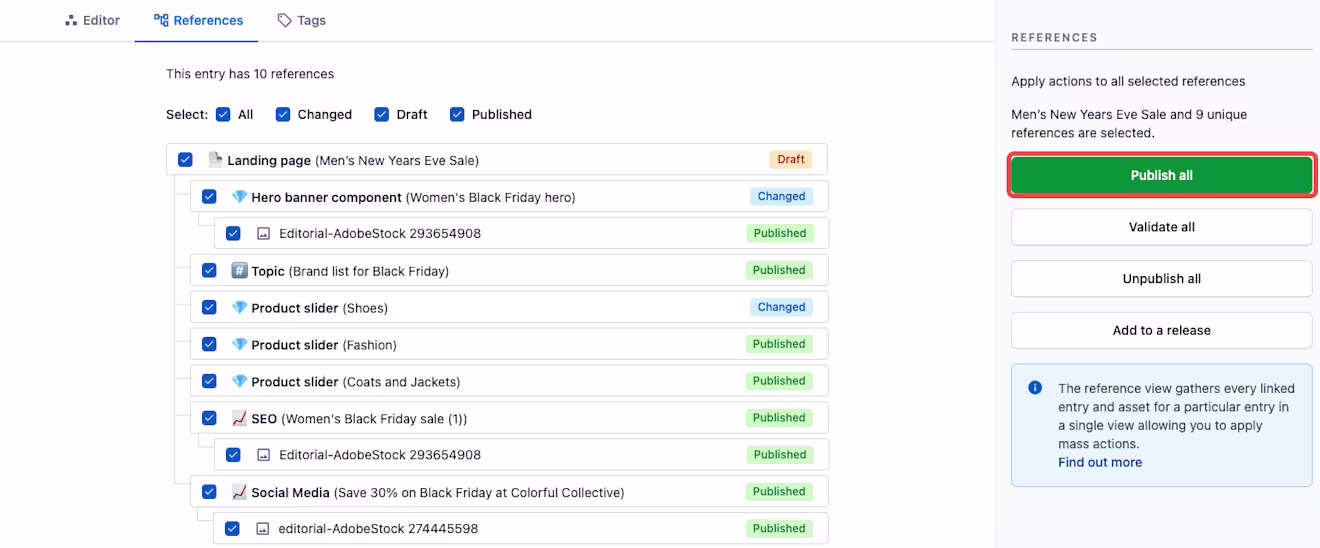 Reference view publish all