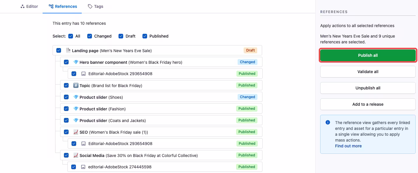 Reference view publish all
