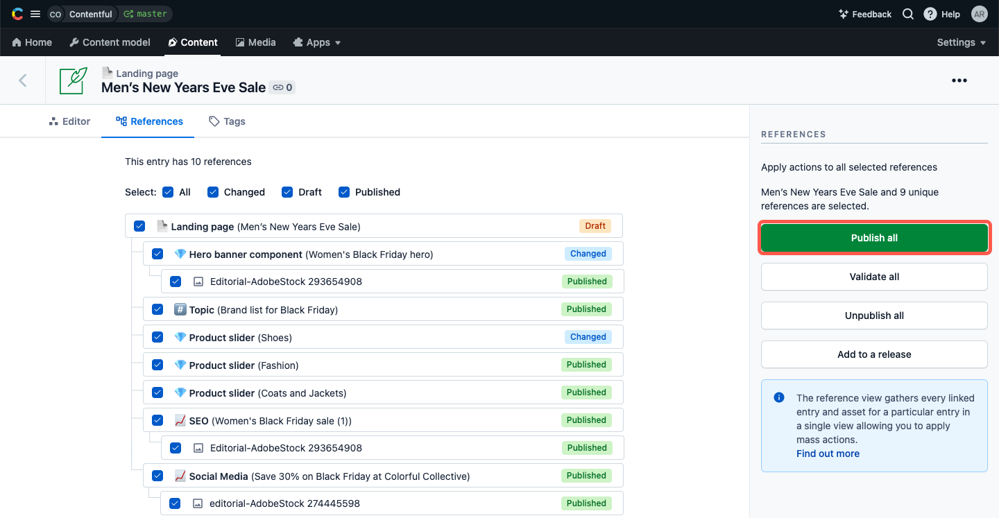 Reference view publish all