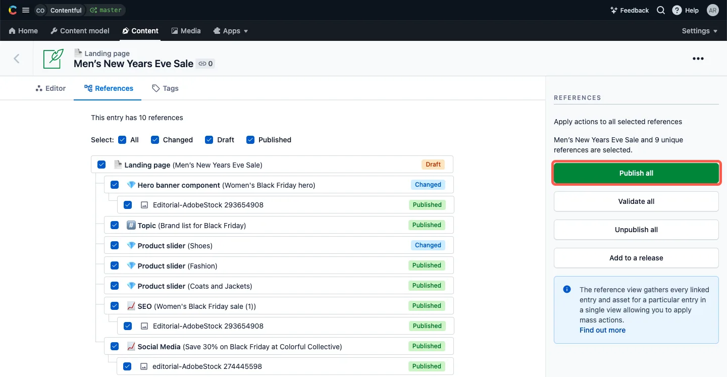 Reference view publish all