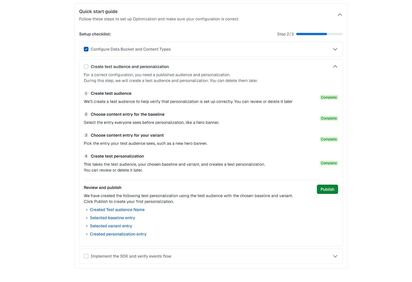 Setup and health: Review and publish