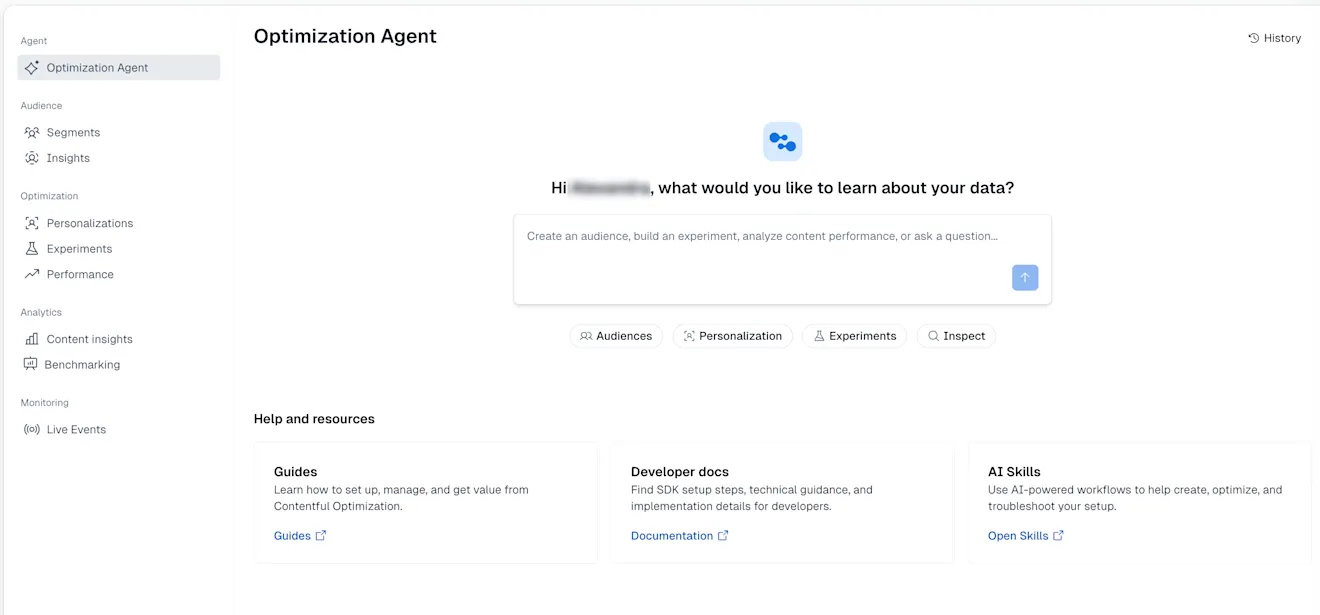 Optimization Agent in Contentful Personalization