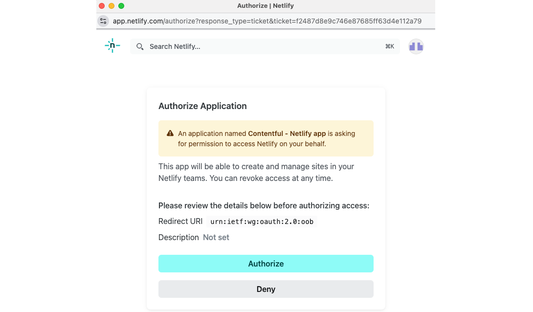 Apps Netlify Authorize