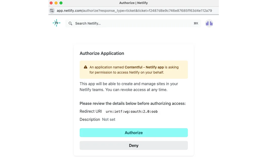 Apps Netlify Authorize