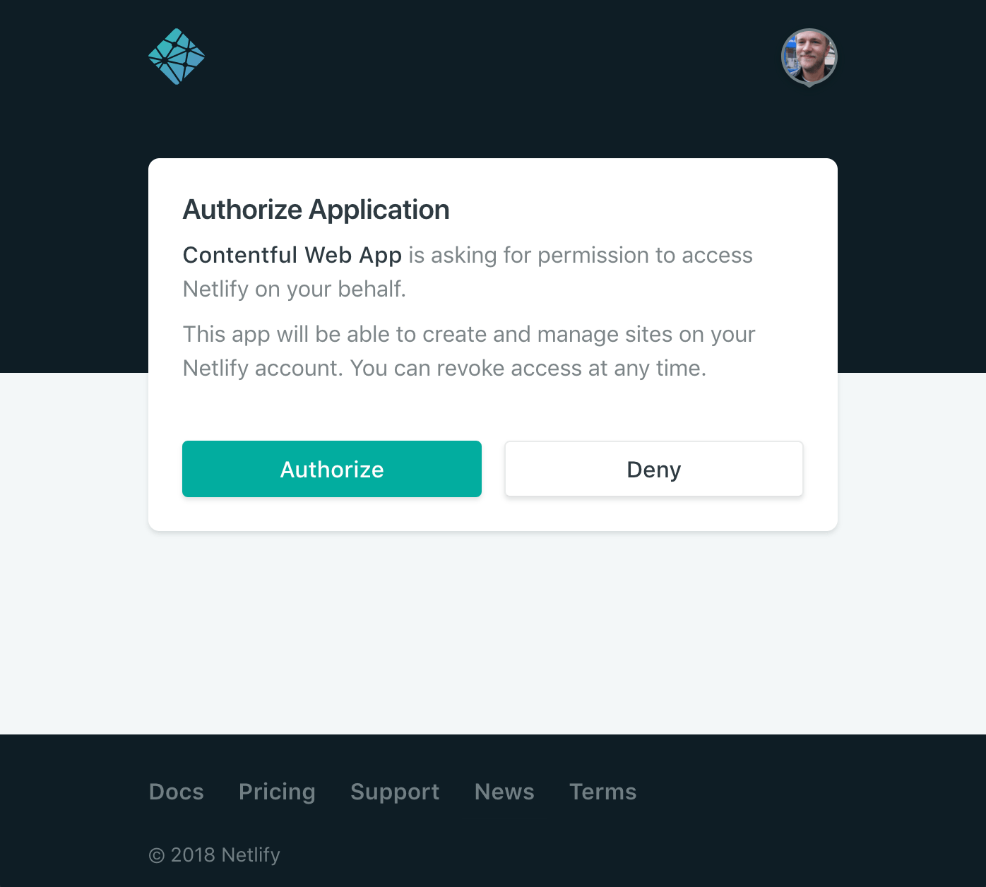 Apps Netlify Authorize