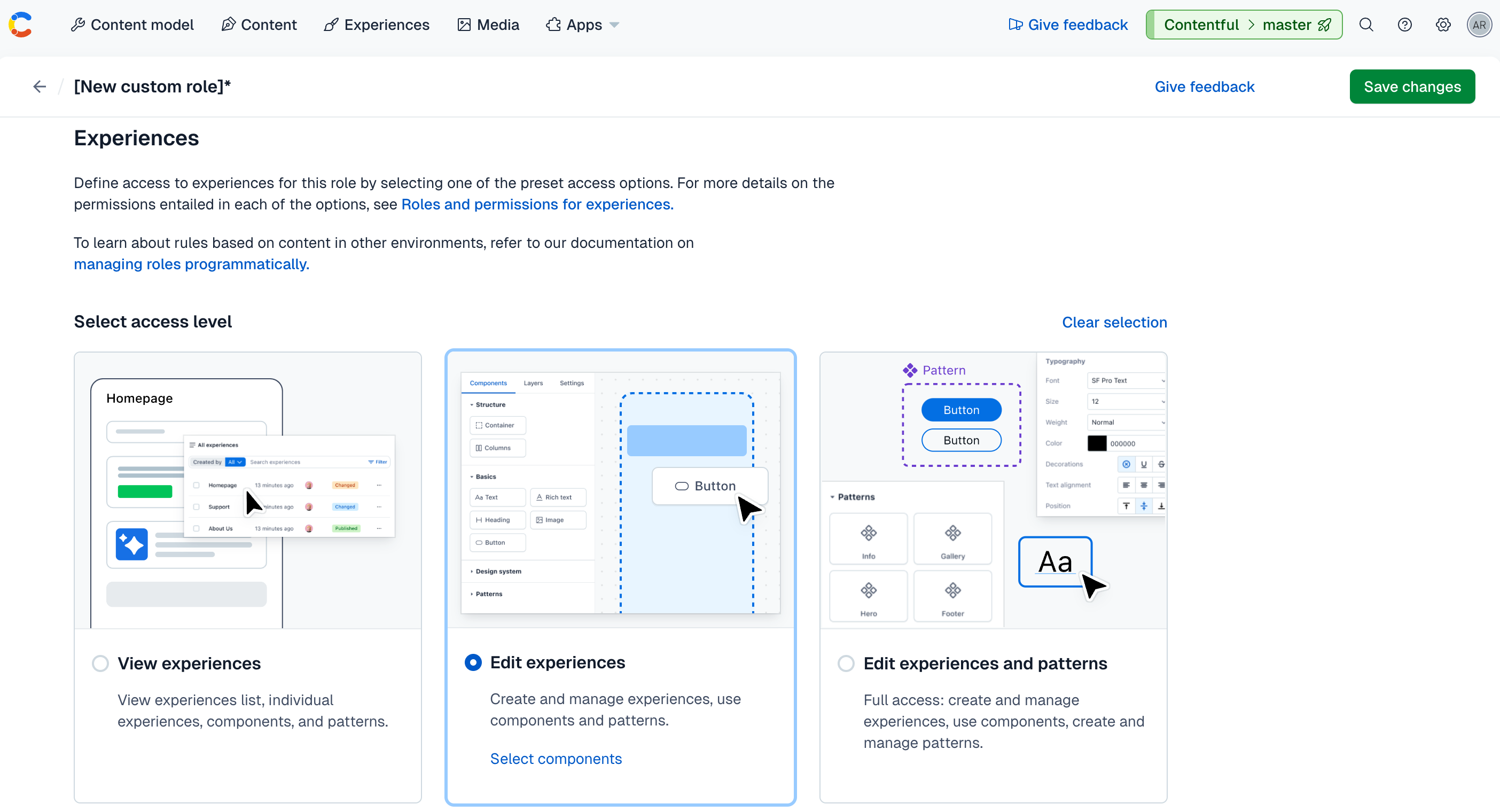 Experiences access levels