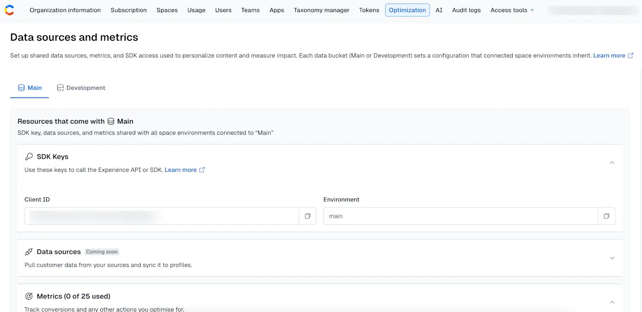 Ctfl Personalization: The Optimization tab