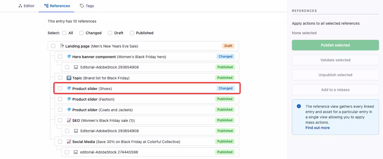 References view navigate content