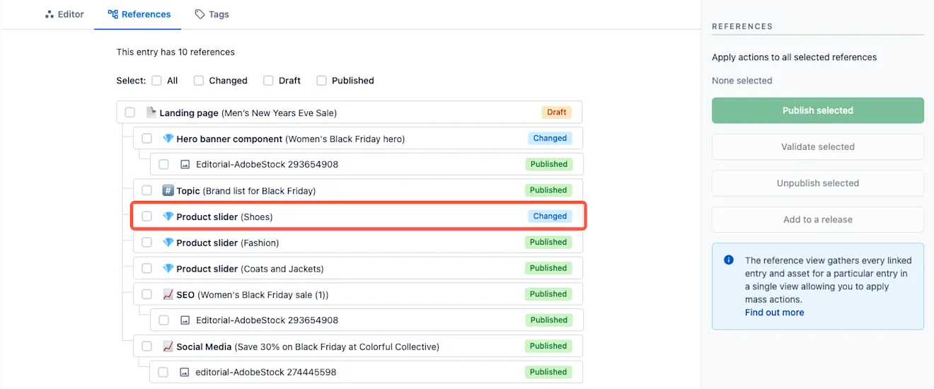 References view navigate content