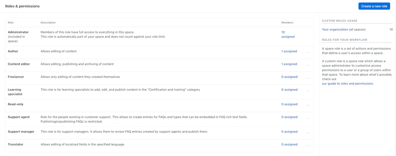 Roles and Permissions Screen 