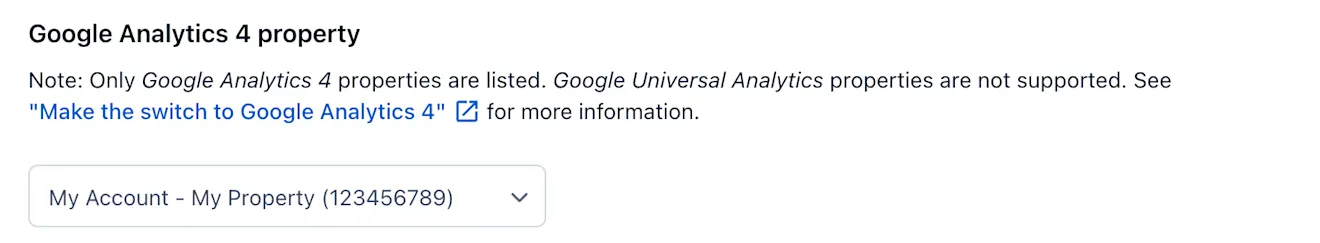 Google Analytics 4 Property Selection