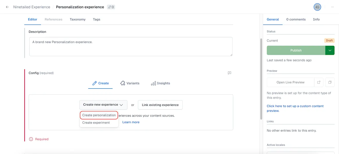 Personalization: Create personalization