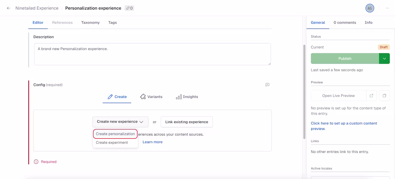 Personalization: Create personalization