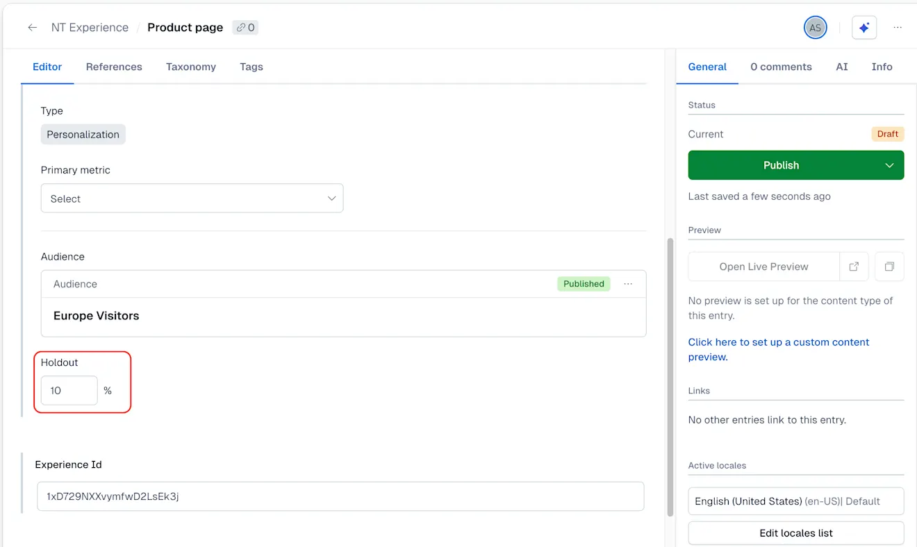 Personalization: Holdout