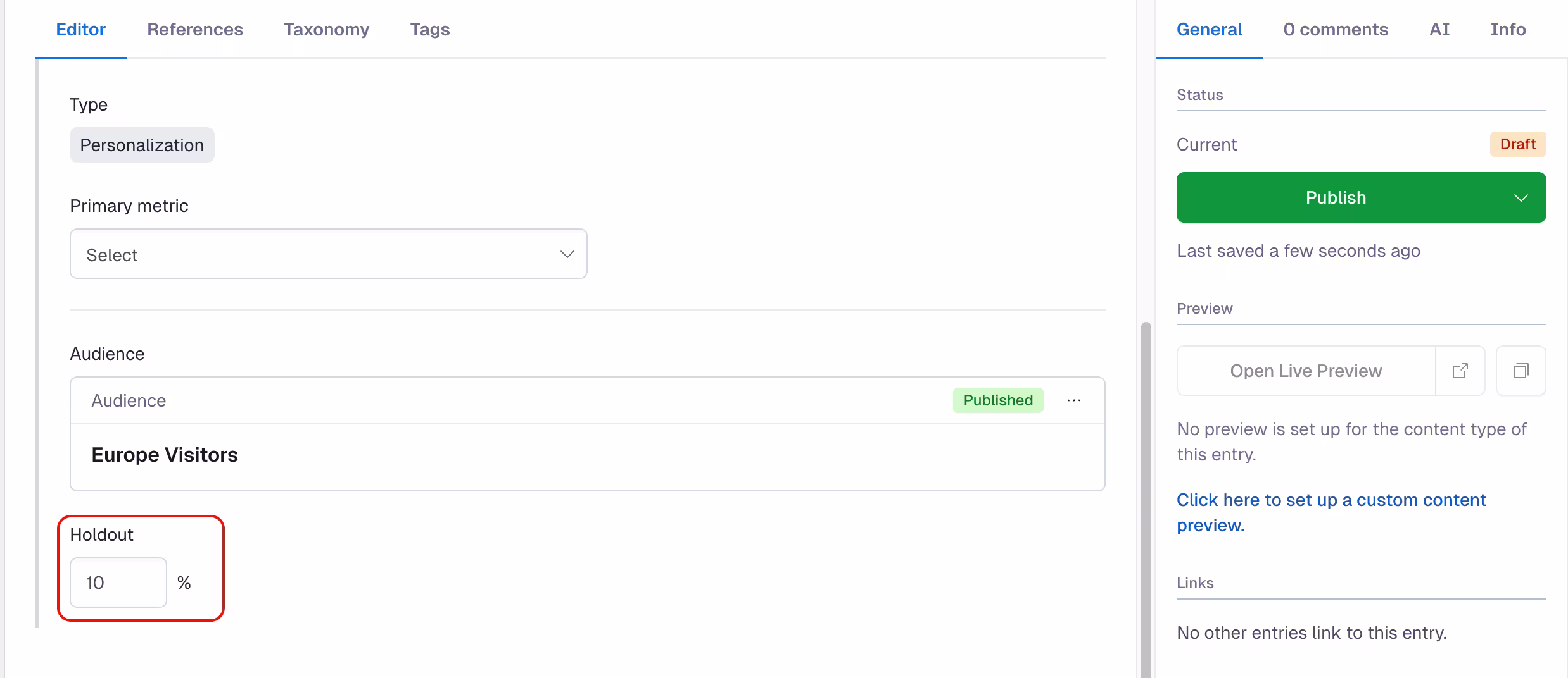 Personalization: Holdout