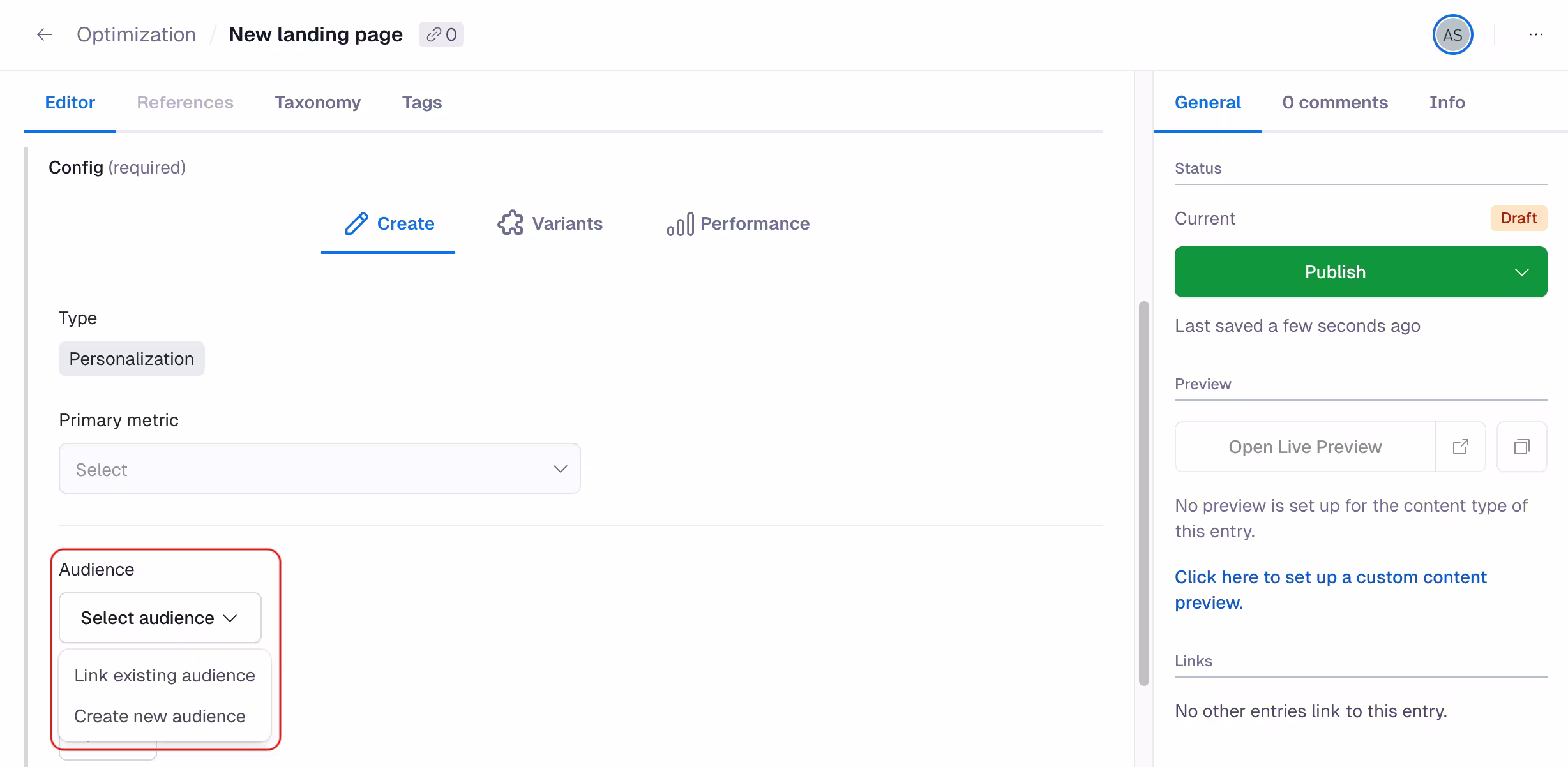 Personalization: Select Audience