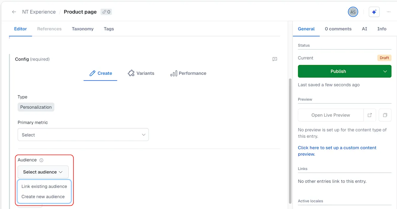 Personalization: Select Audience