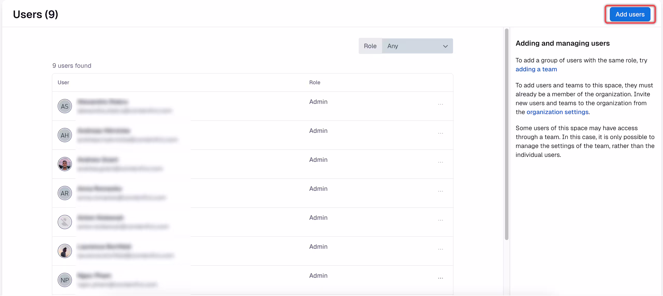 Users Add users