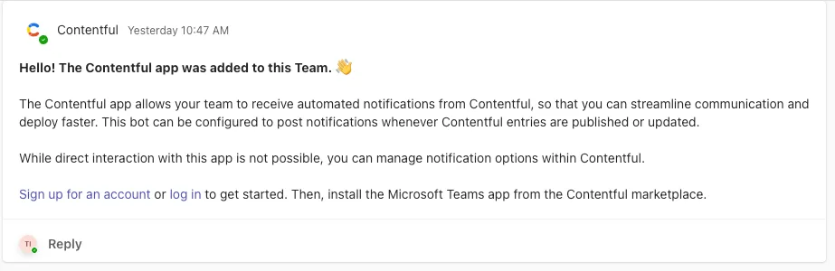 Microsoft Teams Welcome Message