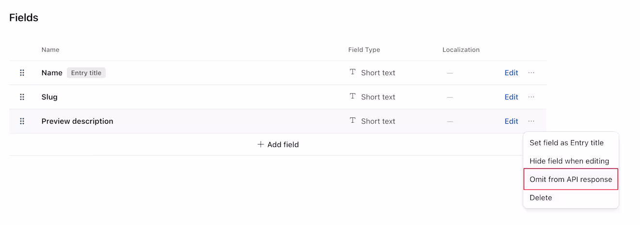 Omit from API response option
