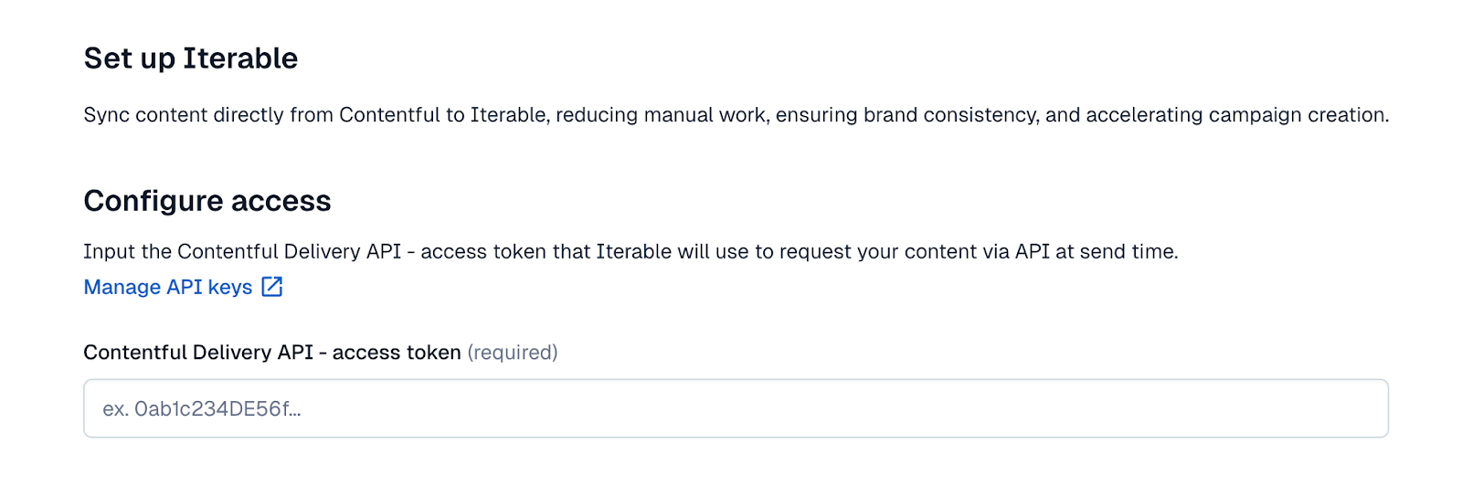 Iterable: Contentful API key