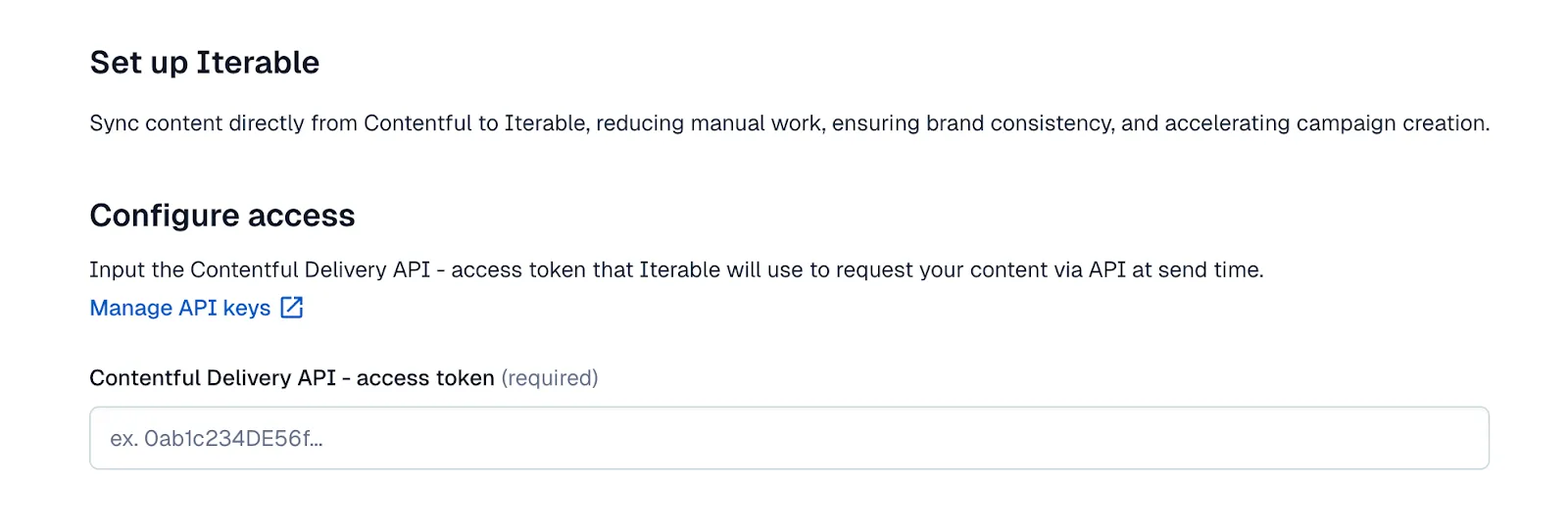 Iterable: Contentful API key