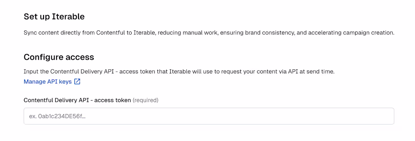 Iterable: Contentful API key