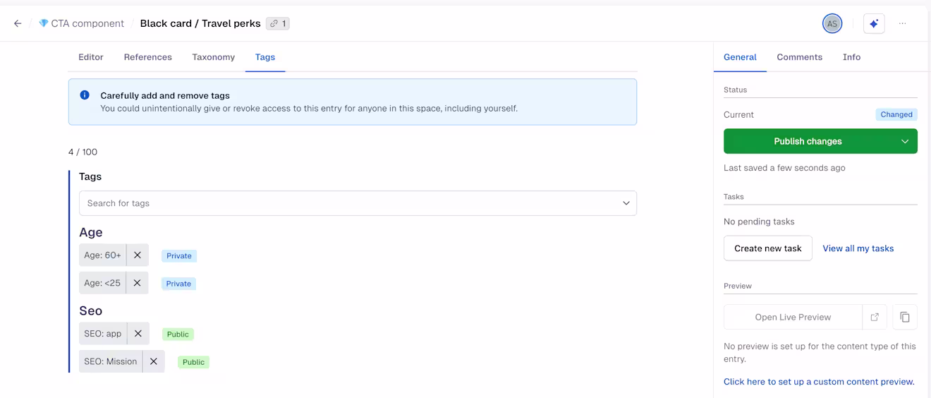 Tags-Tags grouping in entries