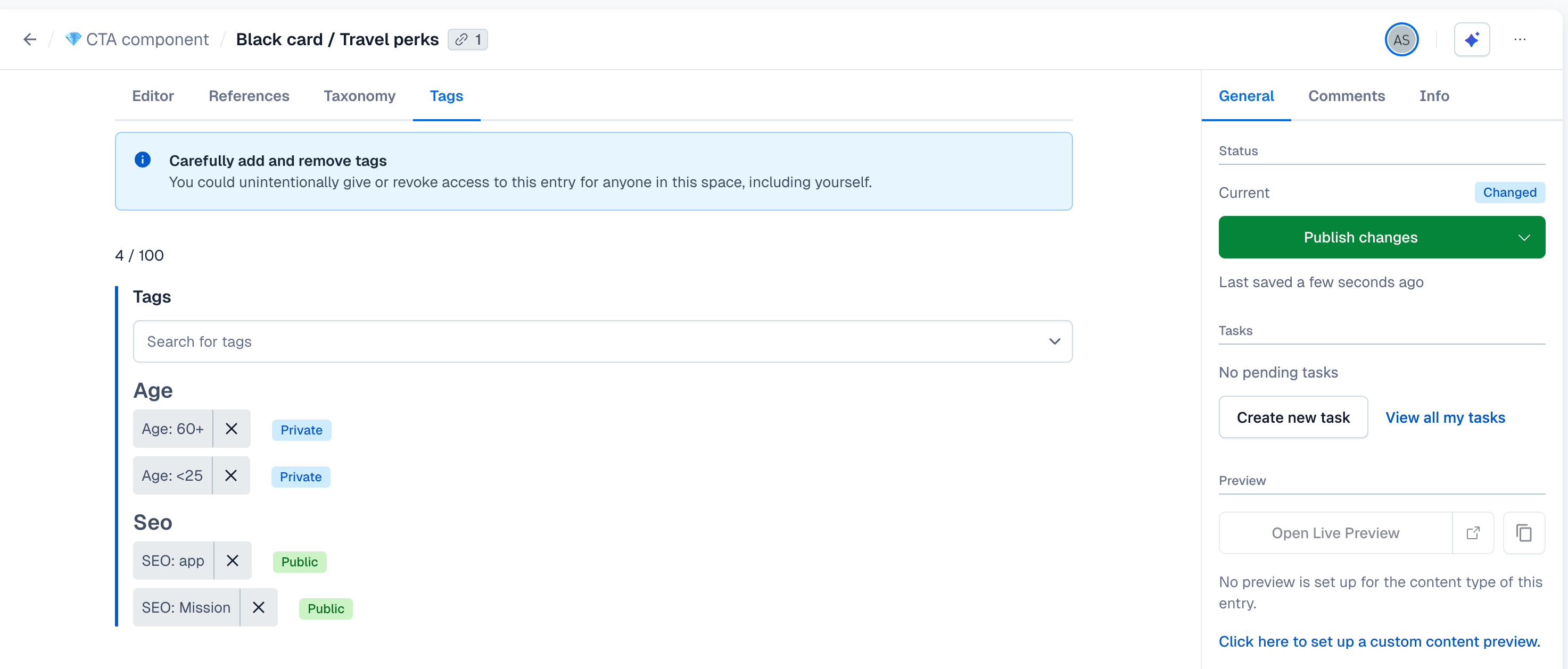 Tags-Tags grouping in entries
