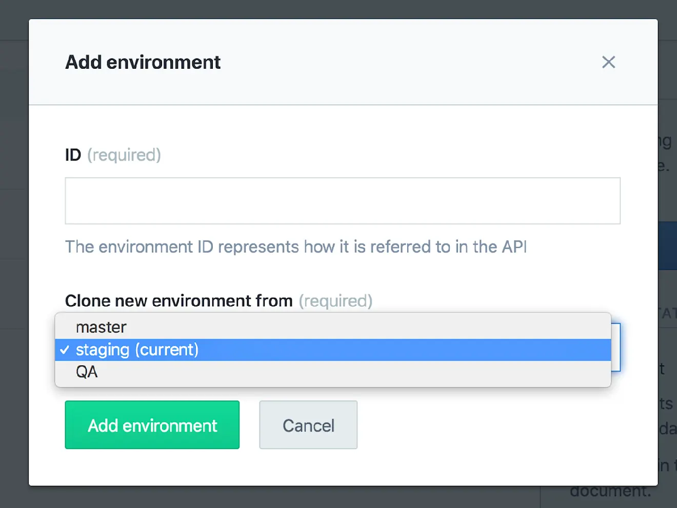 environment selector