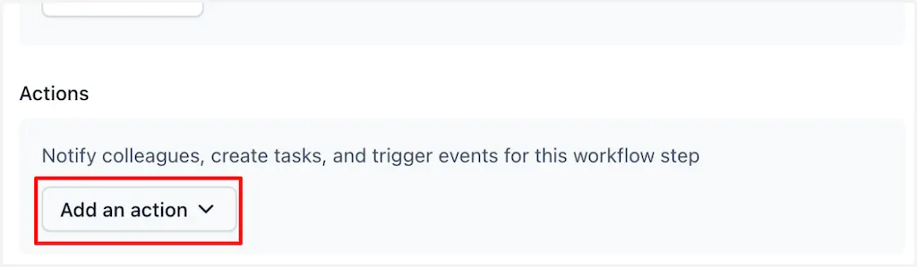 workflow add an action 