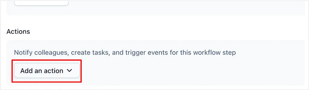 workflow add an action 