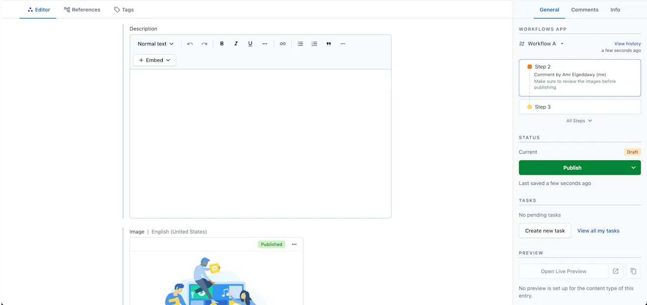 workflows in an entry