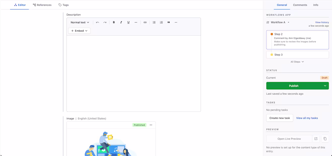 workflows in an entry