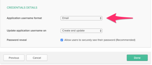 Okta General Settings - Username set to Email