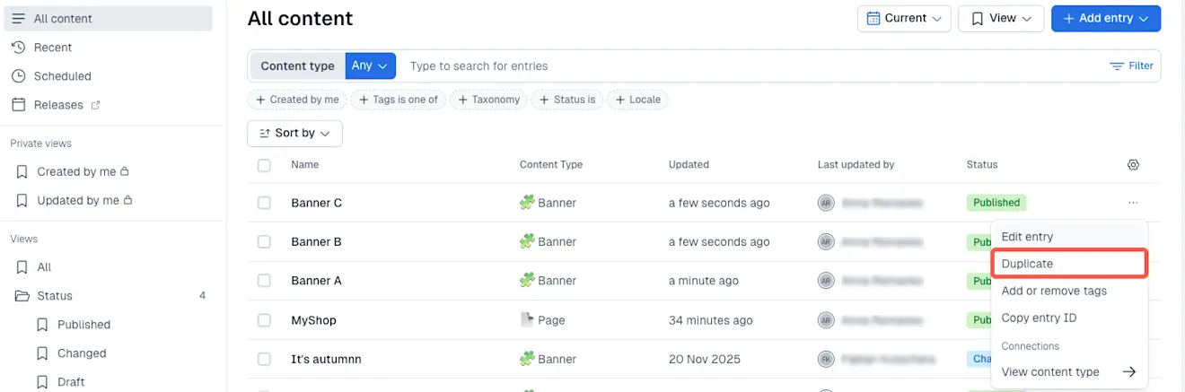 Timeline Duplicate banner