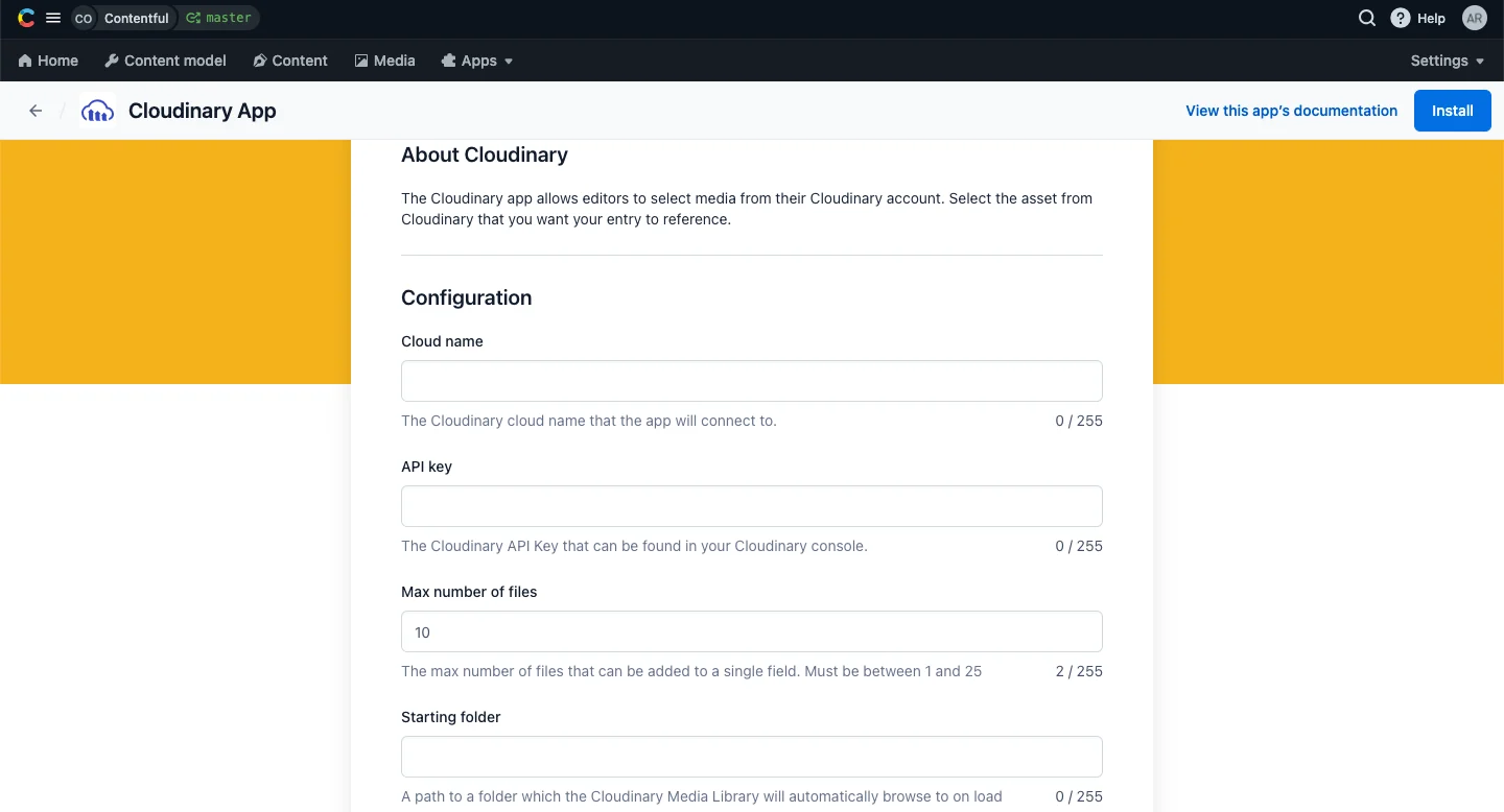 Apps Cloudinary install