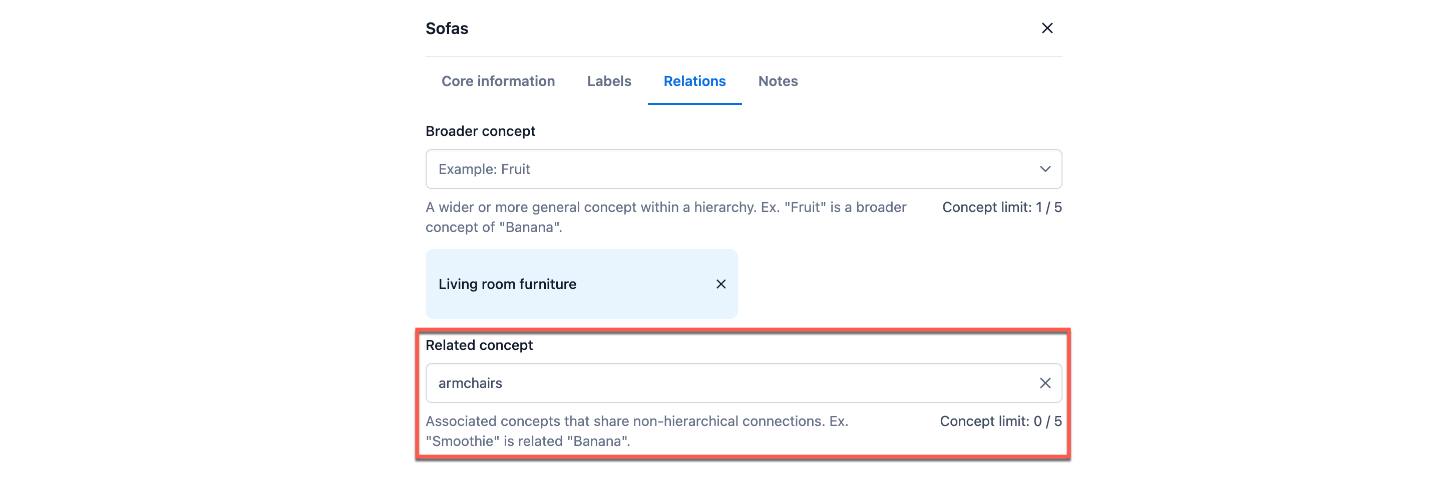 Related concepts taxonomies