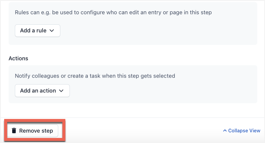 workflows Remove step 