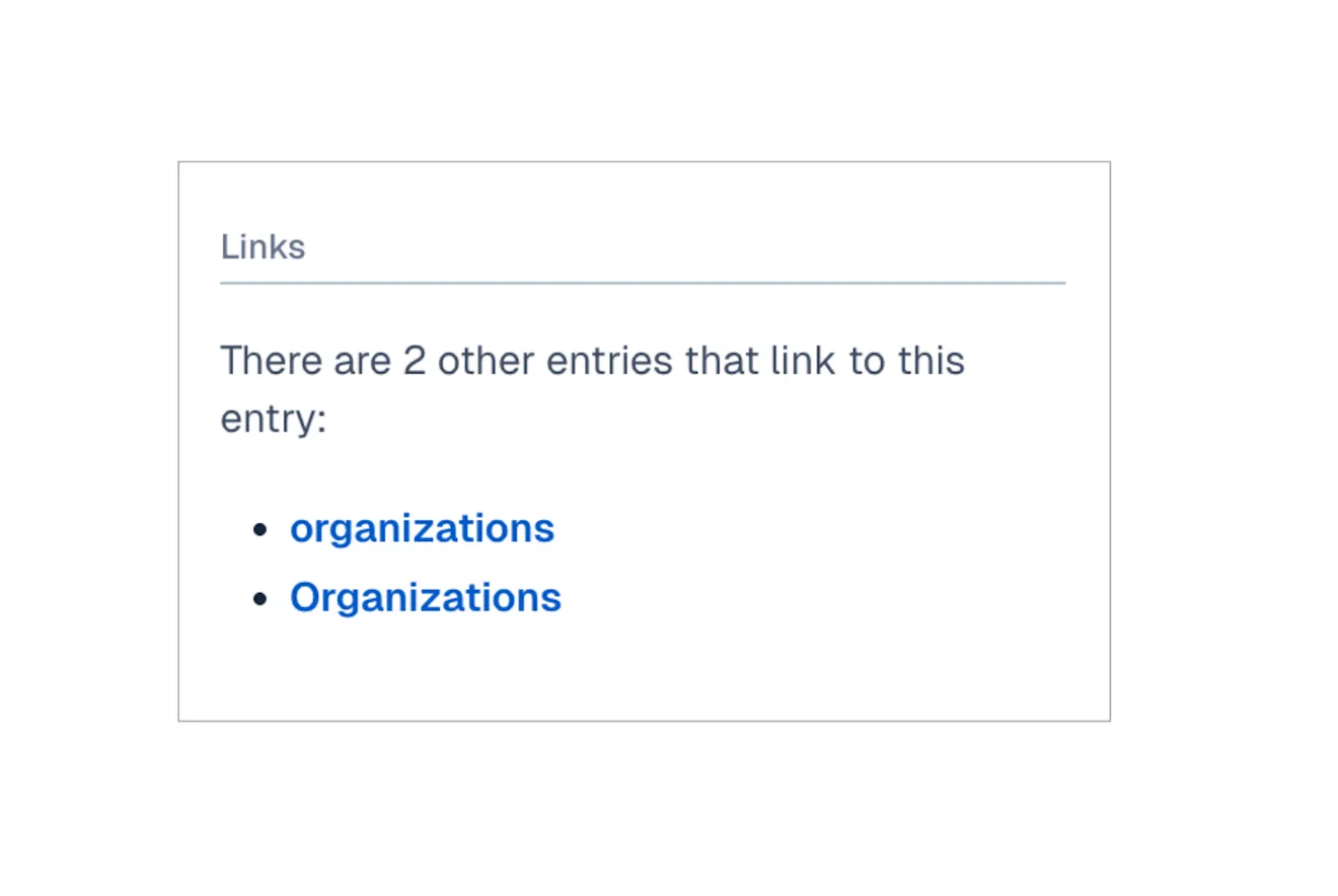 Entry editor: Links section