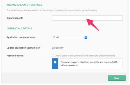 Okta Sign on Settings