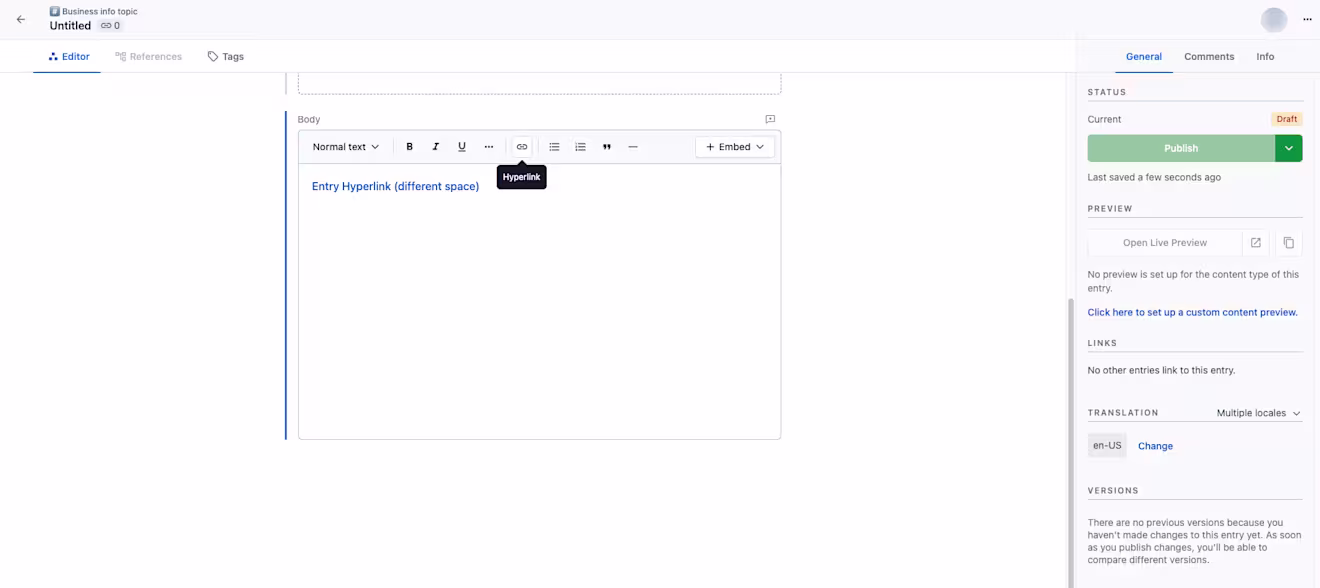 Cross-space references in Rich Text Final result