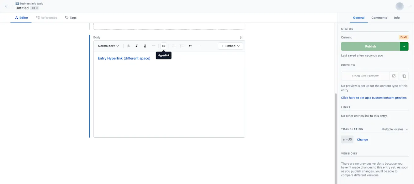 Cross-space references in Rich Text Final result