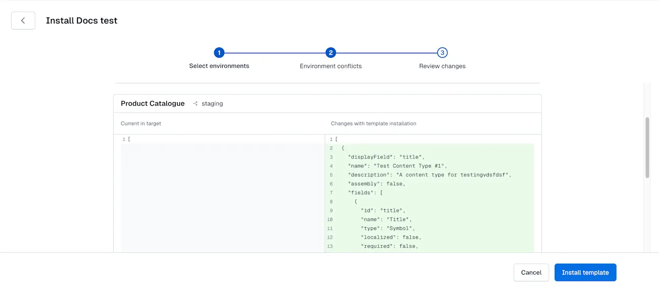 Content model templates: Review changes