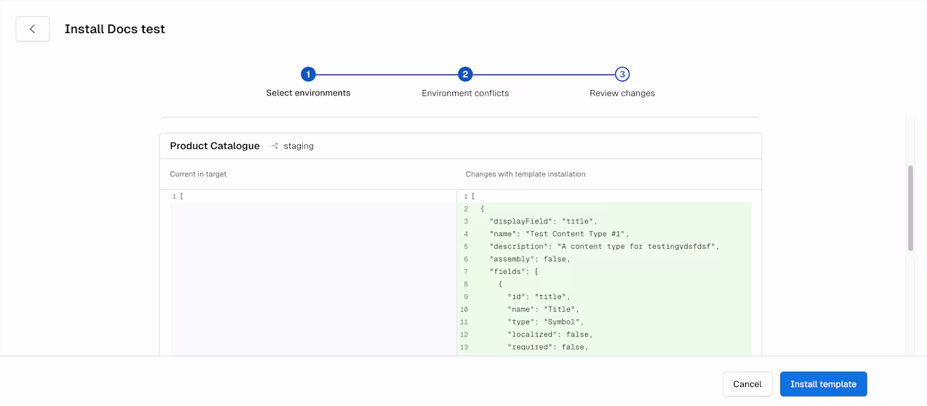 Content model templates: Review changes