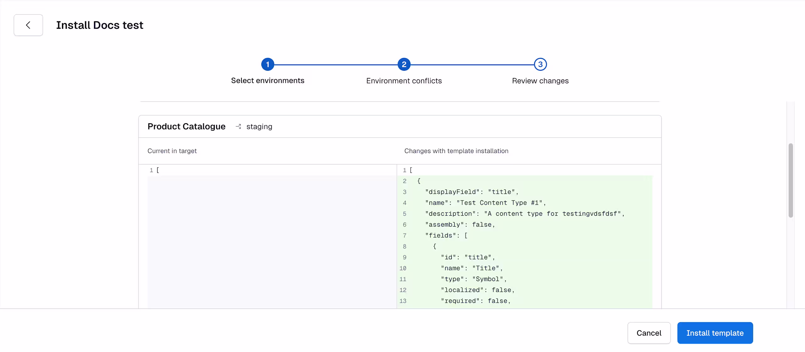 Content model templates: Review changes