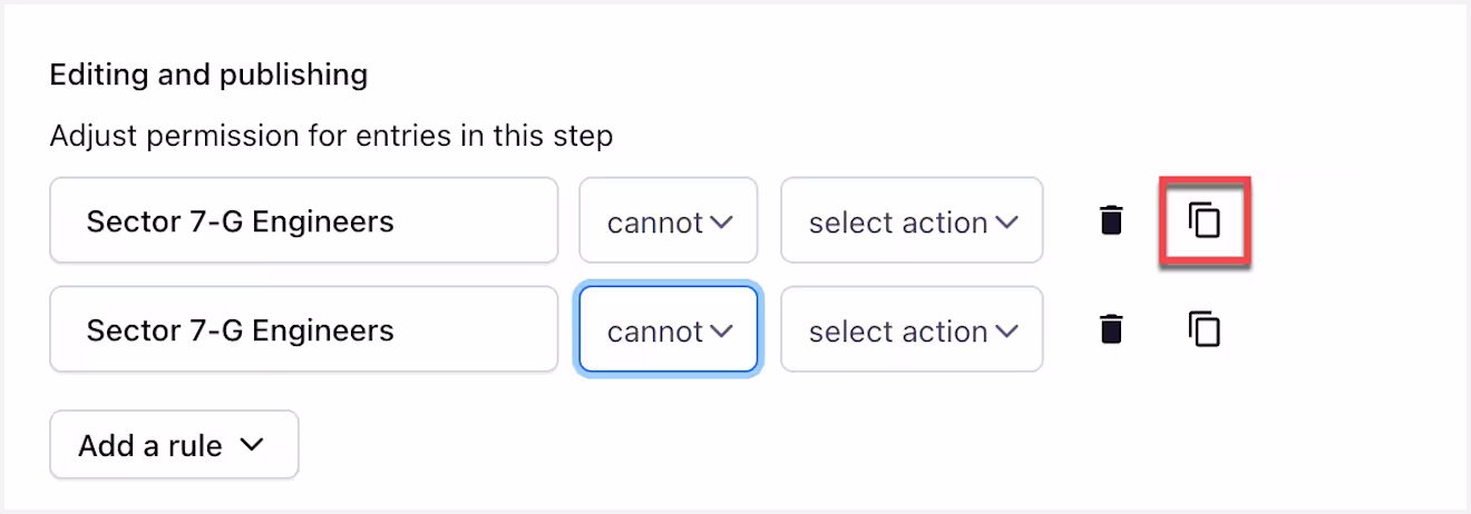 workflow step permissions Duplicate rules